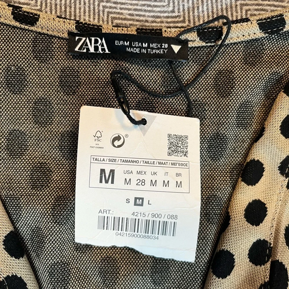 NWT Zara Belted Polka Dot Dress Size Medium